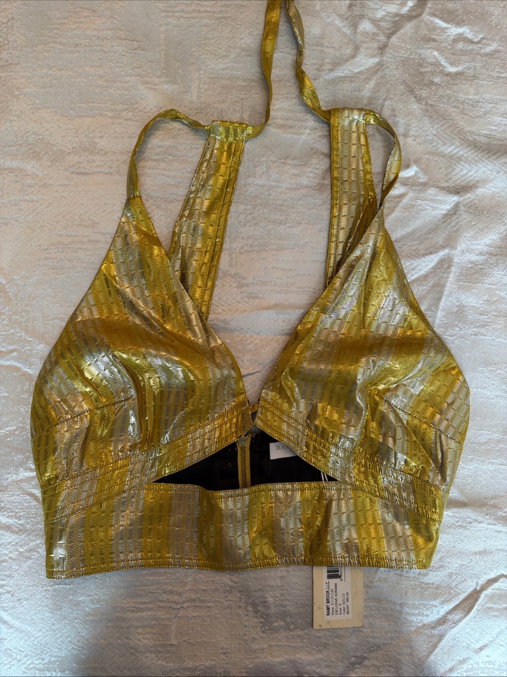 Ramy Brook Gold Metallic Halter Bralette